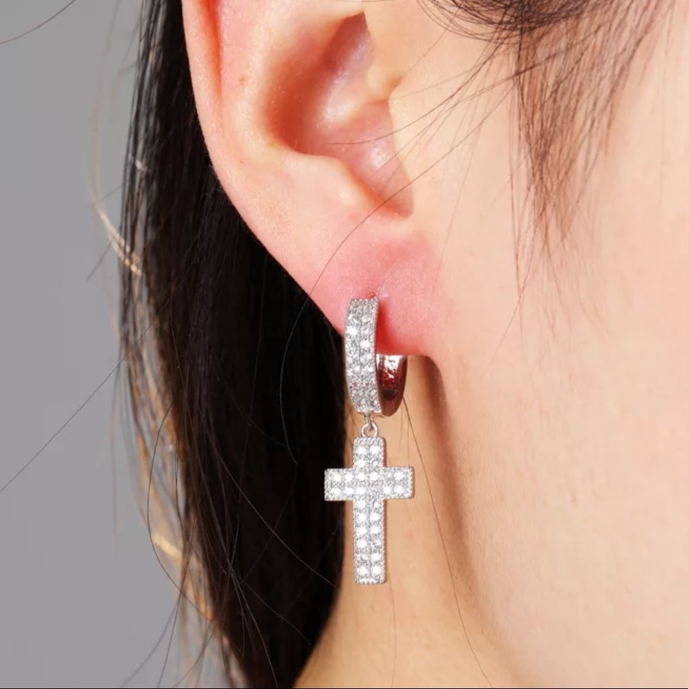 💙Stylish Cross - Shape Sterling Silver Earrings